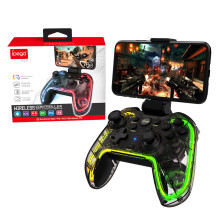 Mando de juegos inalámbrico Bluetooth con luz RGB y vibración turbo, compatible con iOS/Android/PC, Plug-and-Play.