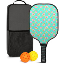 Floral Fiberglass Pickleball Paddles Set w/ 2 Balls & Bag – Compatible with Indoor/Outdoor Play