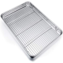 Conjunto de assadeira e grelha para forno elétrico em aço inoxidável