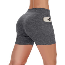 Calções de ciclismo femininos com bolsos, calças de ioga, calções de ioga respiráveis e justos para fitness e corrida.