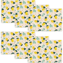 Jogo de 6 jogos americanos com estampa de limão, 30x45cm (12x18 polegadas), imitação de linho.
