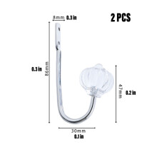(White)2pcs Metal Crystal Curtain Holdback Decor Functional Iron Wire Minimalistic Hook