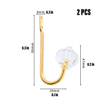 (Gold)2pcs Metal Crystal Curtain Holdback Decor Functional Iron Wire Minimalistic Hook