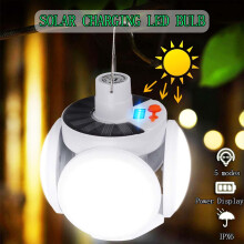 YingYouFu E27 Solární deformovatelné garážové světlo, LED žárovka ve stylu UFO, skládací, energeticky úsporné vnitřní/venkovní