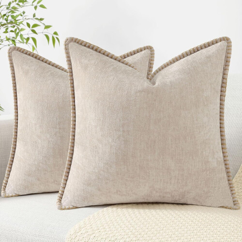 Μαξιλαροθήκες μπεζ κολοκύθας 12x20, σετ 2 τεμαχίων, μαλακή σενίλ ζακάρ διακόσμηση