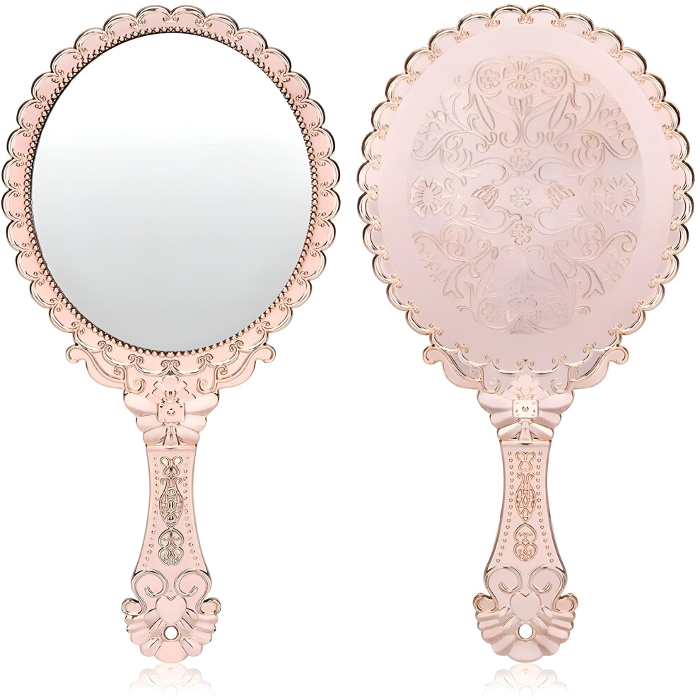 ACDANC Vintage Handheld Makeup Mirror with Embossed Flowers