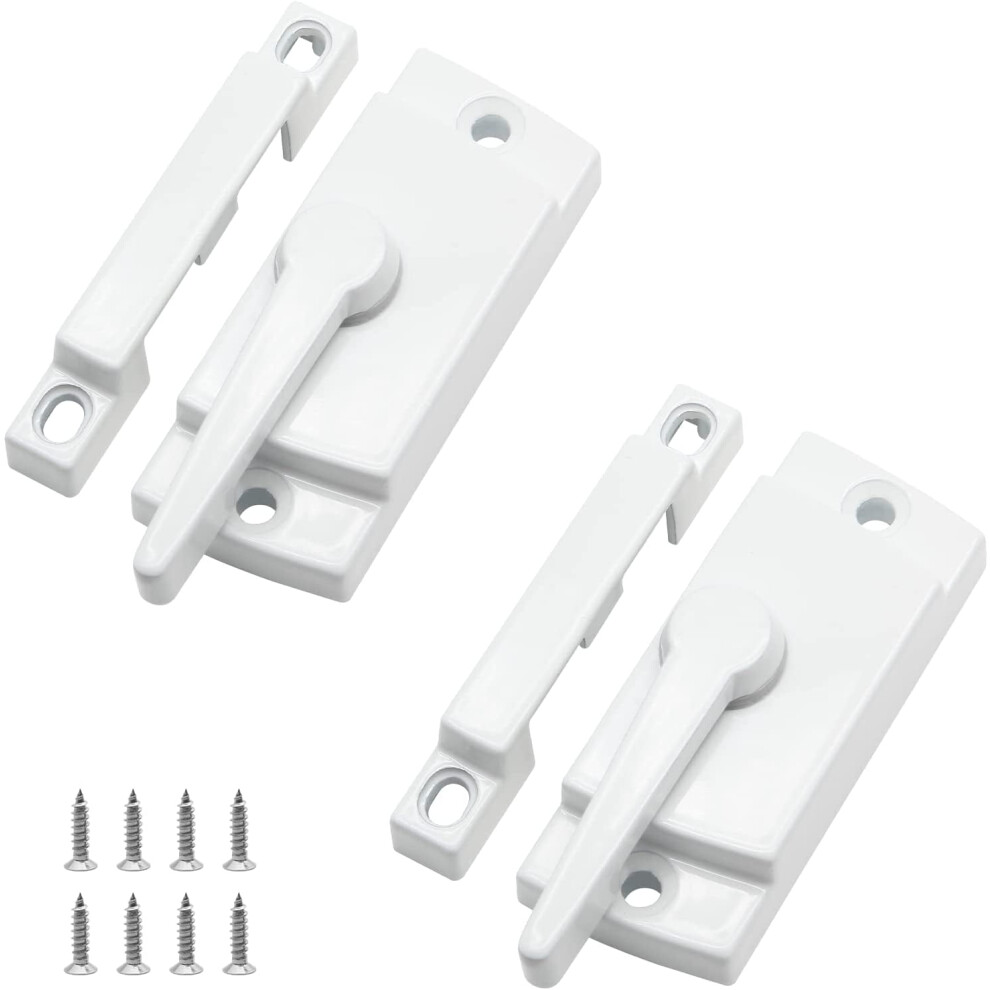 2 Pack Cam Action Window Sash Locks For Double Hung Windows, Hole Center White Sash Window Locks For Vertical & Horizontal Sliding Windows 9170372962655