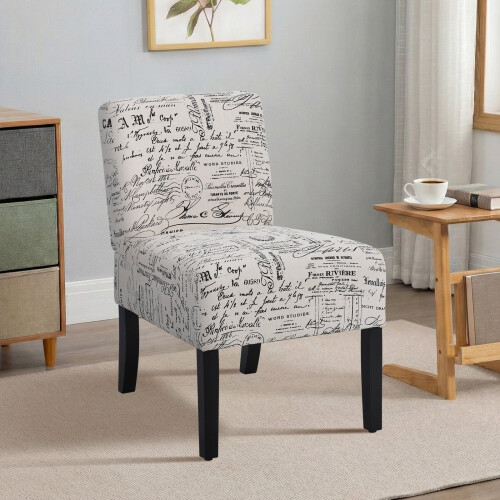 Upholstered Accent Chair White Urban Style Solid Wood Legs