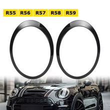 Black Headlight Trims Ring Bezels Cover Pair for Cooper R55 R56 2007-2015 51137149905 51137149906 51132752145