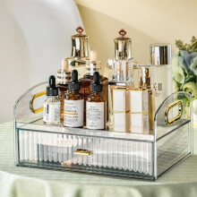 Organisateur de maquillage à poser avec tiroirs, coiffeuse transparente, présentoir à cosmétiques mignon pour parfums et rouges à lèvres,