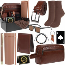 Geburtstagsgeschenkbox für Männer – Geschenkkorb für Väter mit Trinkbecher, Geldbörse, Kulturbeutel, Flaschenöffner, Sonnenbrille, Armband,