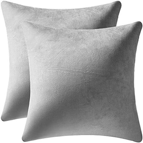 Samtkissenbezüge 45x45 cm, Hellgrau, 2er-Pack