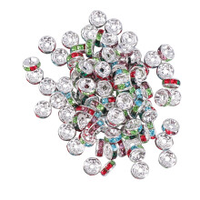 100 perles d'espacement en strass pour la création de bijoux (couleurs assorties, 6 mm)