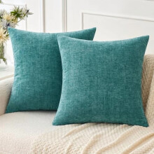 Clúdaigh Piliúir Teal Chenille Pacáiste de 2 18x18 Orlach