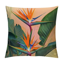 Housses de coussin à fleurs tropicales – Motif oiseau de paradis et feuilles de palmier, décoration intérieure et extérieure, compatibles avec