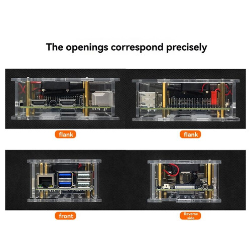 For Orange Pi 4A Acrylic Shell Orange Pi Transparent Protective Box with Cooling Fan