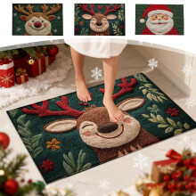 Tapis de porte extérieur de Noël, tapis d'entrée absorbant et antidérapant pour la maison, tapis de salle de bain anti-salissures pour la