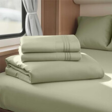 Draps courts pour camping-car, draps vert sauge pour camping-car, drap en microfibre 1800 fils ultra-doux pour caravane, ensemble de literie 4