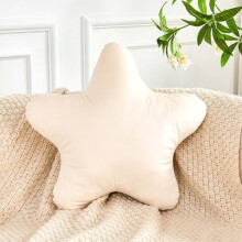 Star-Shaped Velvet Pillow, 15" or 20", Beige
