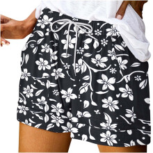 Shorts femininos de verão - Shorts bandage estampados de cintura alta com bolsos, cintura elástica, shorts casuais modernos