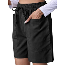 Pantaloni scurți casual Omen, confortabili, cu talie elastică și șnur, de vară, cu buzunare