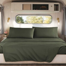 Kurze Queen-Size-Bettlaken für Wohnmobile, olivgrüne Queen-Size-Bettlaken für Wohnmobile, seidig weiches 1800-Mikrofaser-Bettlaken für Camper,