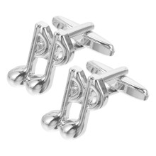 1 Pair Cuff Links for Men in Silver Color with a Unique Musical Note Seasons