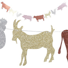 Hangende banner met boerderijdieren voor feestdecoratie