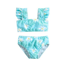 Zomerse bikini met bloemenprint en ruches voor peutermeisjes van 18-24 maanden.