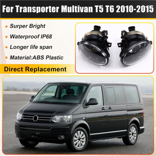 2pcs Front Bumper Fog Light Lamp with Wire for  Transporter Multivan Caravelle T5 T6 2010- 2015 2