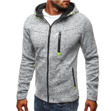 Neuer Herren-Hoodie mit Reißverschluss, schmal geschnitten, Kapuzenpullover, Pullover, Jacke, Grau, Größe XXXL