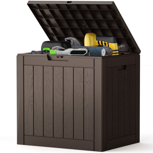 EDX deck box waterproof UV-resistant lockable 30-gal brown