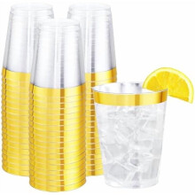 Gouden plastic wegwerpbekers van 255 ml (60 stuks)