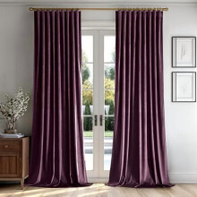 Dark Purple Velvet Curtains Back Tab 2 Panels W52xL84