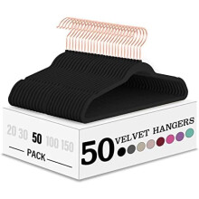 Black Velvet Hangers Ultra-Thin Heavy-Duty 50-Pack