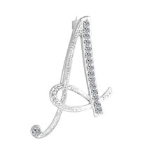 Broche unisexe en strass avec lettres de l'alphabet anglais AZ (1 pièce)