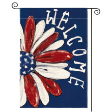 Harlier Willkommens-Gartenflagge zum 4. Juli, 12x18", doppelseitig, patriotisches Sonnenblumenmotiv – kompatibel mit Standard-Fahnenmasten