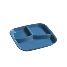 Food Grade Unbreakable Portion Control Dinner Diet Plates, Large Capacity Lightweight Divided Dish Set Stackable Divider Plates Microwave Safe, Blue