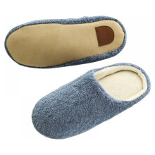Herre/Dames hyggelige memory foam hjemmesko, uldlignende plys fleeceforede varme slip-on hjemmesko, marineblå