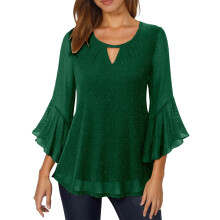 Pailletten-Top für Damen, langärmlig, modisch, locker geschnitten, mit Rundhalsausschnitt, elegant und funkelnd – perfekt für den Alltag.