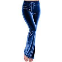 Damesbroek van velours met trekkoord · Zachte, elastische loungebroek · Effen, rechte pijpen, comfortabele pasvorm, fluwelen broek, maten S-3XL ·