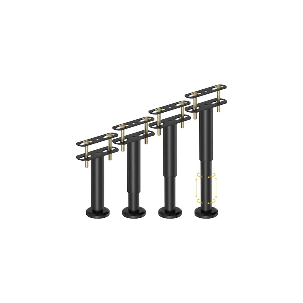 4 Pcs Adjustable Bed Support Legs (5.9-10.5"), Heavy-Duty Metal, Compatible With Bed Frames, Center Slat & Furniture 9555307360940