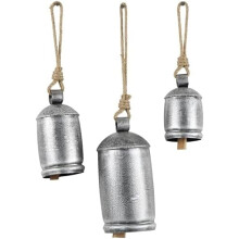 Cloche décorative rustique en métal argenté, en forme de vache, de 12,5 cm (5 4 3 pouces).