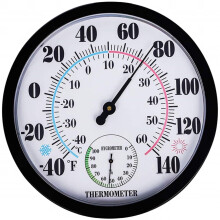 Waterproof Indoor/Outdoor Thermometer Hygrometer with Large Numbers, No Battery Needed – Compatible with Patio