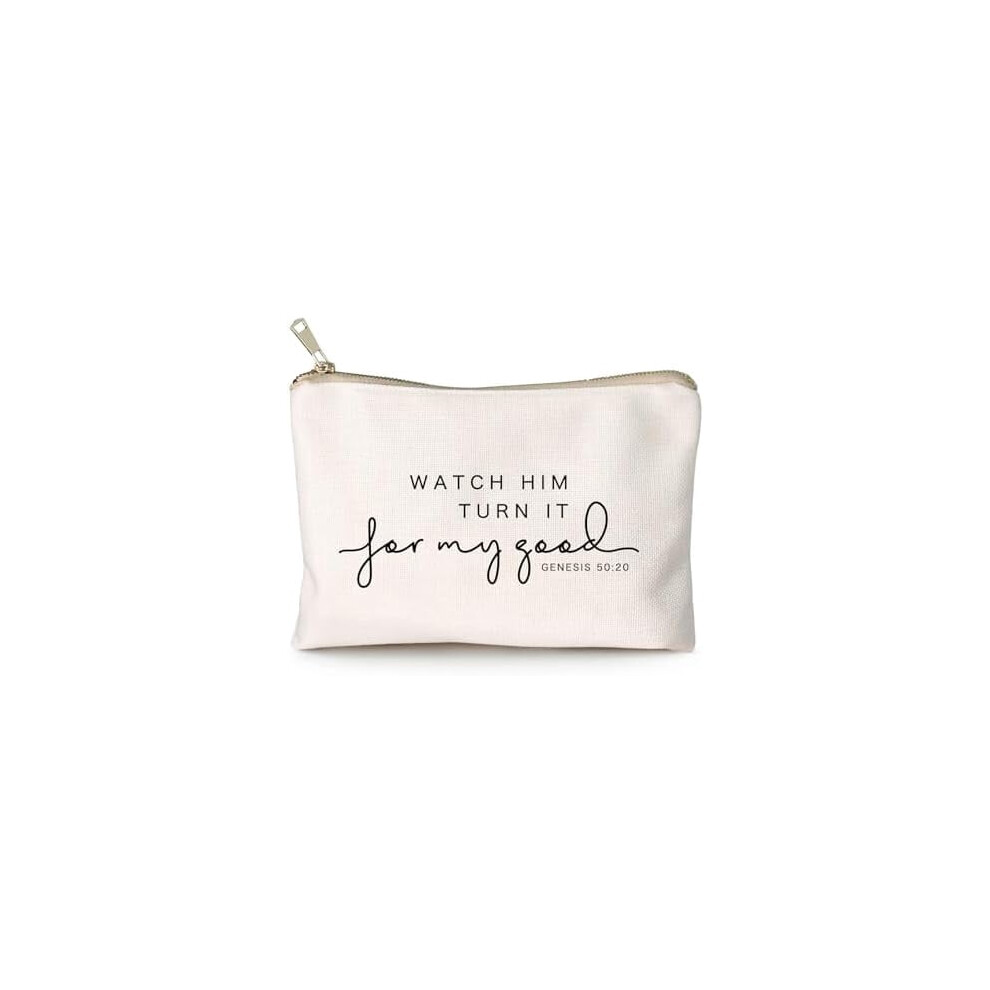 Linen Cotton Cosmetic Bag with Gold Zipper