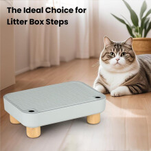 Katzentoilettenstufe, Katzentoilettenrampe/-Auffang mit Holzsockel, Spurlos und Leicht zu Reinigen, Ideal für Kleine und Ältere Katzen