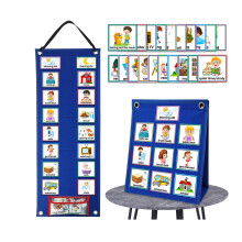 Lavagna visiva per la pianificazione giornaliera dei bambini con 70 carte