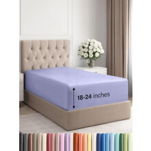 Extra Deep Twin XL Fitted Sheet – Compatible with18–24" mattresses, ultra-soft, wrinkle/fade-free, breathable, lavender