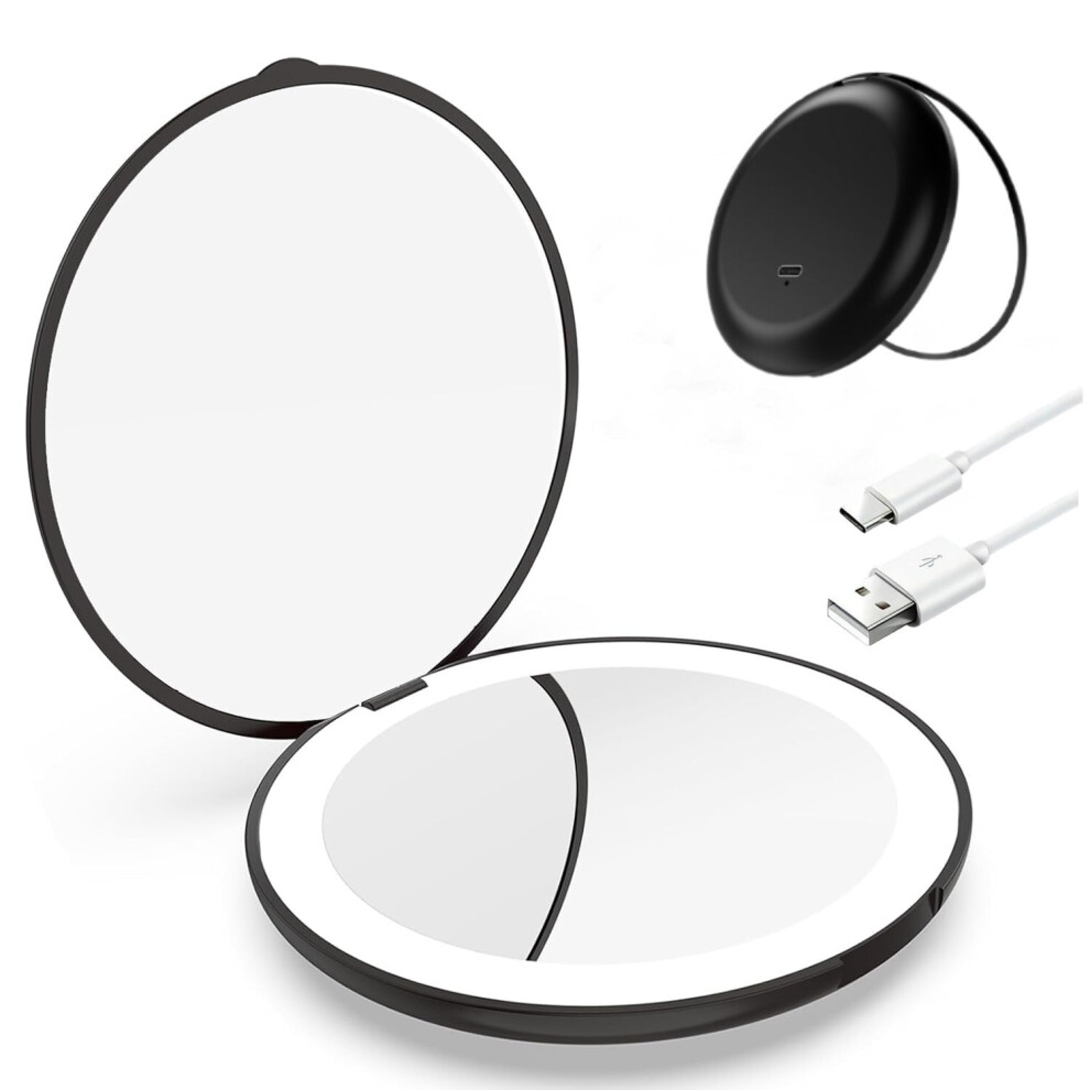 LED Compact Makeup Mirror 1x/10x Magnification 3.5 inch