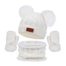 Children's Hats Scarves Gloves Three Piece Autumn And Winter New Warm Two Baby Hats. Cute Lightweight Babys Caps